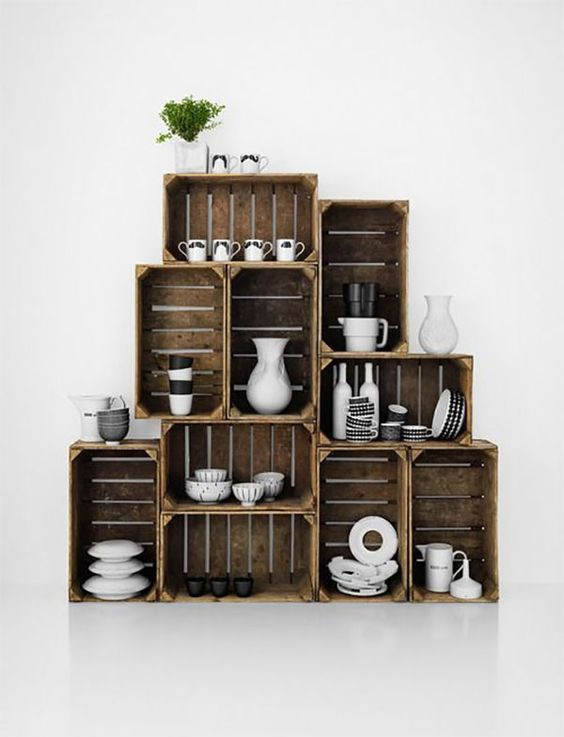 Cucina - mensole con materiale di recupero